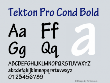 Tekton Pro Cond Bold Version 2.045;PS 2.000;hotconv 1.0.57;makeotf.lib2.0.21895 Font Sample