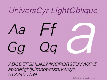 UniversCyr-LightOblique 001.000图片样张