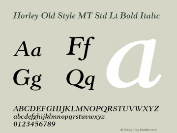 Horley Old Style MT Std Lt Bold Italic Version 1.047;PS 001.001;Core 1.0.38;makeotf.lib1.6.5960 Font Sample