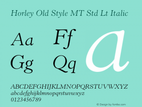 Horley Old Style MT Std Lt Italic Version 2.035;PS 002.000;hotconv 1.0.51;makeotf.lib2.0.18671图片样张