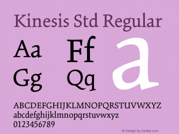 Kinesis Std Regular Version 1.040;PS 001.001;Core 1.0.35;makeotf.lib1.5.4492 Font Sample