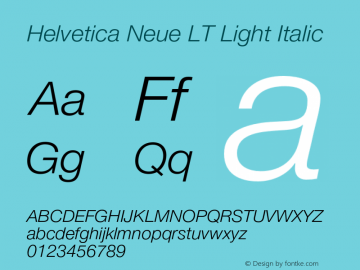 HelveticaNeueLT-LightItalic 006.000图片样张