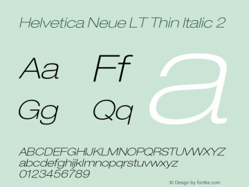 HelveticaNeueLT-ThinItalic2 006.000图片样张