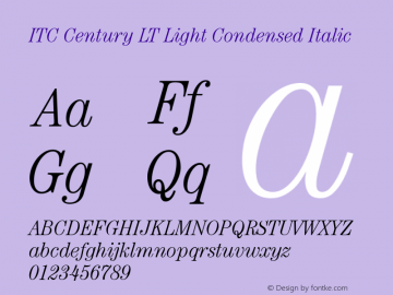 ITC Century LT Light Condensed Italic 006.000图片样张