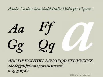 Adobe Caslon Semibold Italic Oldstyle Figures 001.002图片样张