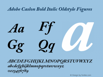 Adobe Caslon Bold Italic Oldstyle Figures 001.002图片样张