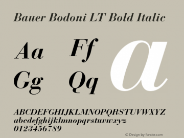 Bauer Bodoni Bold Italic 006.000图片样张