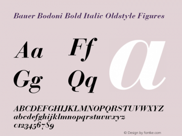 Bauer Bodoni Bold Italic Oldstyle Figures 001.001图片样张