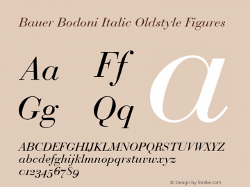 Bauer Bodoni Italic Oldstyle Figures 001.001图片样张