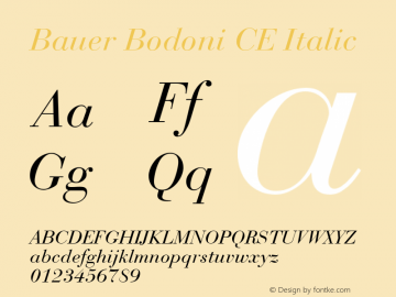 Bauer Bodoni CE Italic 001.000图片样张