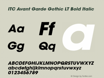 ITC Avant Garde Gothic LT Bold Oblique 006.000图片样张