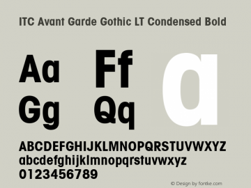 ITC Avant Garde Gothic LT Condensed Bold 006.000图片样张