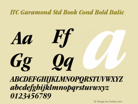ITC Garamond Std Book Cond Bold Italic Version 2.031;PS 002.000;hotconv 1.0.50;makeotf.lib2.0.16970 Font Sample