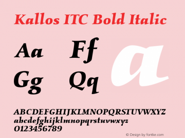 Kallos ITC Bold Italic 005.000图片样张