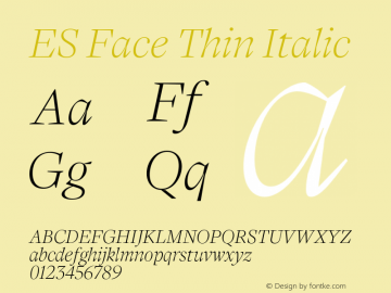ES Face Thin Italic Version 1.007 | web-OT图片样张