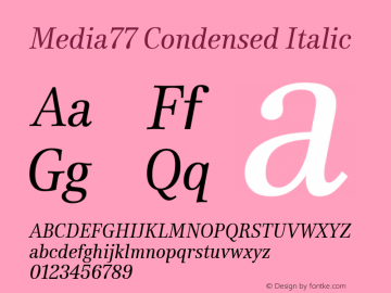 Media77 Condensed Italic Version 1.000 | web-TT图片样张