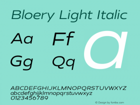 Bloery Light Italic Version 1.000 | web-TT图片样张