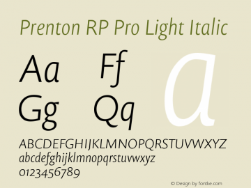 Prenton RP Pro Light Italic Version 1.001 2011 | web-TT图片样张