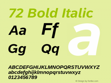 72 Bold Italic Version 1.02图片样张