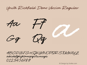 Youth Richfield Demo Version Version 1.00;February 11, 2021;FontCreator 12.0.0.2565 64-bit图片样张