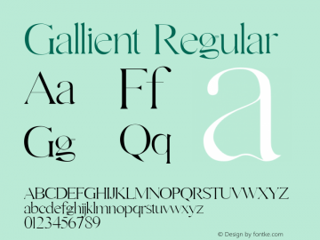 Gallient Regular Version 1.001;Fontself Maker 3.5.4图片样张