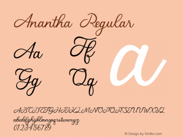 Anantha Version 1.00;September 18, 2020;FontCreator 11.5.0.2422 64-bit图片样张