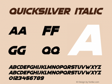 Quicksilver Italic Version 1.00;September 1, 2021;FontCreator 12.0.0.2567 64-bit图片样张