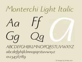 Monterchi Light Italic Version 1.008;hotconv 1.0.109;makeotfexe 2.5.65596图片样张