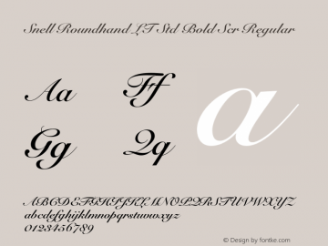 Snell Roundhand LT Std Bold Scr Regular OTF 1.029;PS 001.004;Core 1.0.33;makeotf.lib1.4.1585 Font Sample