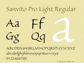 Sanvito Pro Light Regular Version 2.015;PS 2.000;hotconv 1.0.51;makeotf.lib2.0.18671 Font Sample