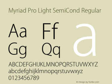 Myriad Pro Light SemiCond Regular Version 2.037;PS 2.000;hotconv 1.0.51;makeotf.lib2.0.18671图片样张