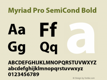 Myriad Pro SemiCond Bold Version 2.007;PS 002.000;Core 1.0.38;makeotf.lib1.7.9032 Font Sample