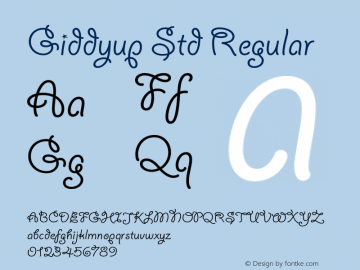 Giddyup Std Regular Version 2.065;PS 002.000;hotconv 1.0.57;makeotf.lib2.0.21895 Font Sample