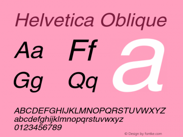 Helvetica Oblique 001.006 Font Sample