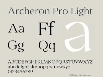 ArcheronPro-Light Version 1.000;hotconv 1.0.109;makeotfexe 2.5.65596图片样张
