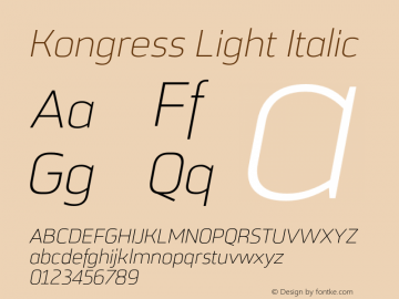 Kongress-LightItalic Version 1.000 | wf-rip DC20190710图片样张