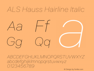 ALS Hauss Hairline Italic Version 1.000图片样张