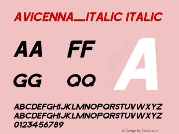 AVICENNA_Italic Italic Version 1.00;November 1, 2018;FontCreator 11.5.0.2421 64-bit图片样张