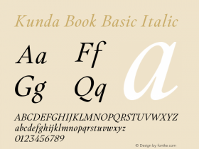 Kunda Book Basic Italic Version 1.001;PS 001.001;hotconv 1.0.88;makeotf.lib2.5.64775图片样张