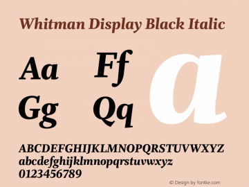 WhitmanDisplay-BlackItalic Version 1.000;PS 1.0;hotconv 1.0.86;makeotf.lib2.5.63406图片样张