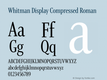 WhitmanDisplayCompressed-Roman Version 1.000;PS 1.0;hotconv 1.0.86;makeotf.lib2.5.63406图片样张