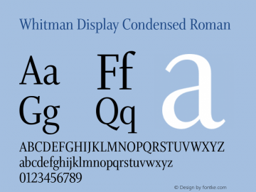 WhitmanDisplayCondensed-Roman Version 1.000;PS 1.0;hotconv 1.0.86;makeotf.lib2.5.63406图片样张