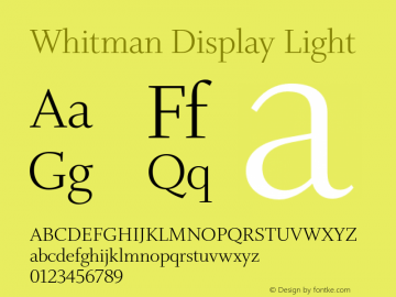 WhitmanDisplay-Light Version 1.000;PS 1.0;hotconv 1.0.86;makeotf.lib2.5.63406图片样张