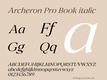 ArcheronPro-Bookitalic Version 1.000;hotconv 1.0.109;makeotfexe 2.5.65596图片样张