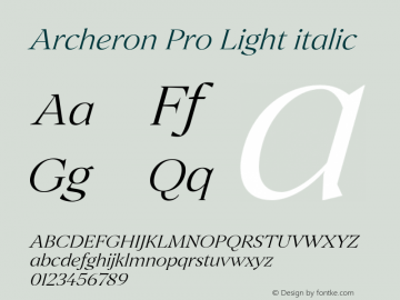 ArcheronPro-Lightitalic Version 1.000;hotconv 1.0.109;makeotfexe 2.5.65596图片样张