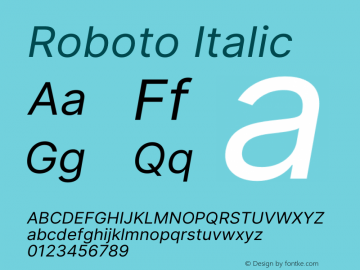 Roboto Italic Version 3.019;git-0a5106e0b图片样张