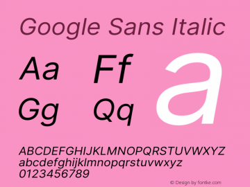 Google Sans Italic Version 3.019;git-0a5106e0b图片样张
