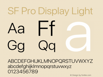 SF Pro Display Light Version 17.0d9e1图片样张