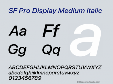 SF Pro Display Medium Italic Version 17.0d9e1图片样张