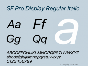 SF Pro Display Regular Italic Version 17.0d9e1图片样张